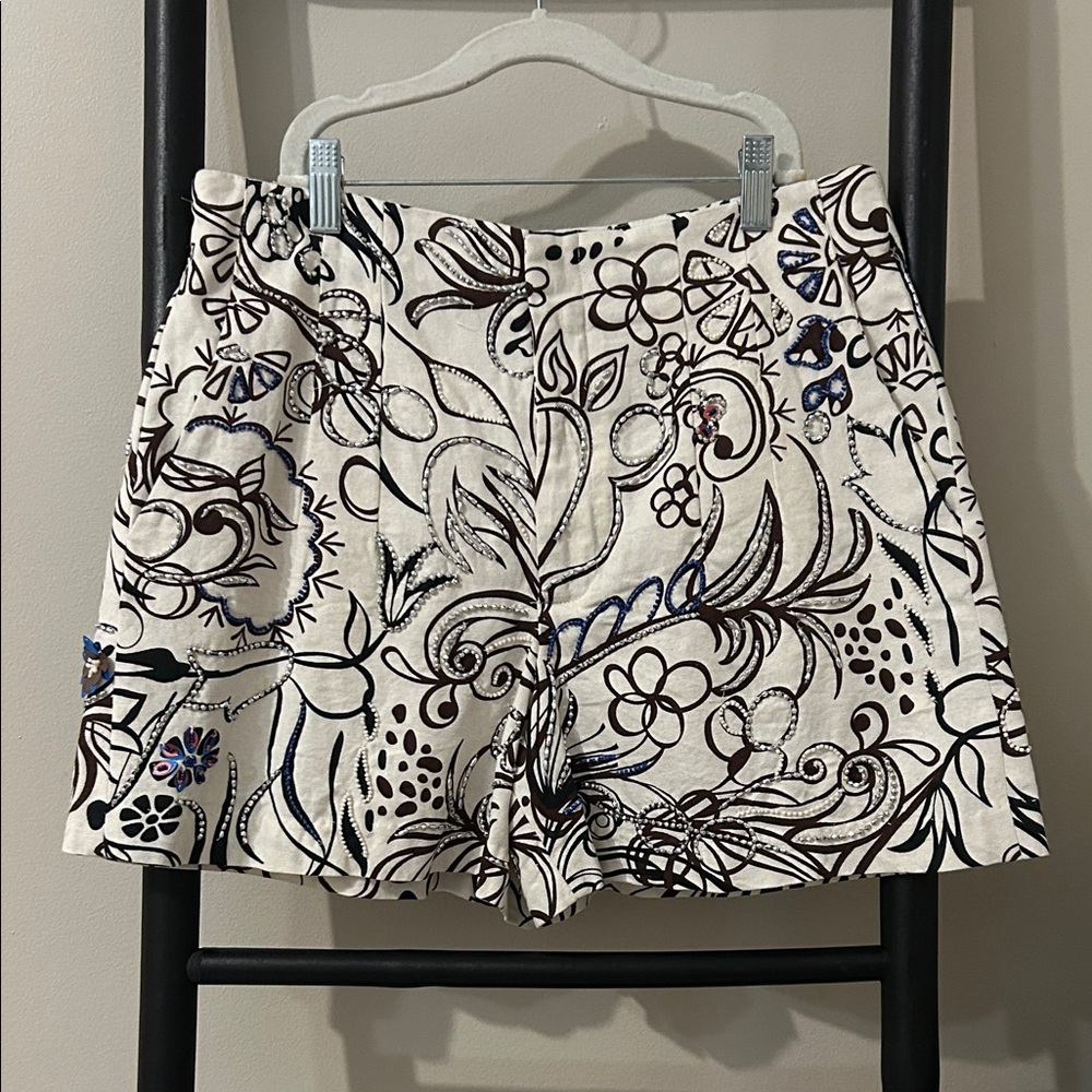 ZARA Beaded Floral Patterned Women's Shorts